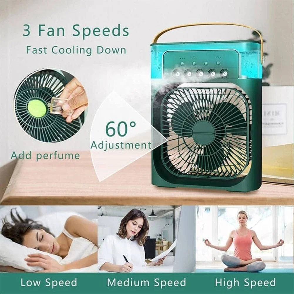 Portable Humidifier Fan Air Conditioner Household Small Air Cooler Hydrocooling Portable Air Adjustment for Office 3 Speed Fan