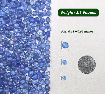 2.2 Lbs Small Aquarium Substrate Gravel Sand, Polished Smooth Fish Tank Gravel, Colorfast Uncoated Vibrant Blue Sea Glass, Decorative Stones for Vase Fillers, Fairy Garden, Potted Plants