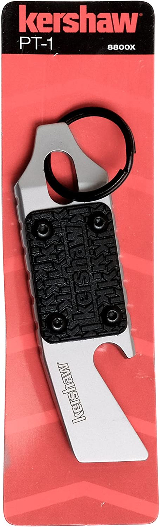 PT-1 (8800X) Compact Keychain Multifunction Tool Made of 8Cr13Mov Stainless Steel; Features Bottle Opener, Flathead Screwdriver, Mini Pry Bar and Lanyard Hole; 0.8 Oz., 2.75 In. Overall Length