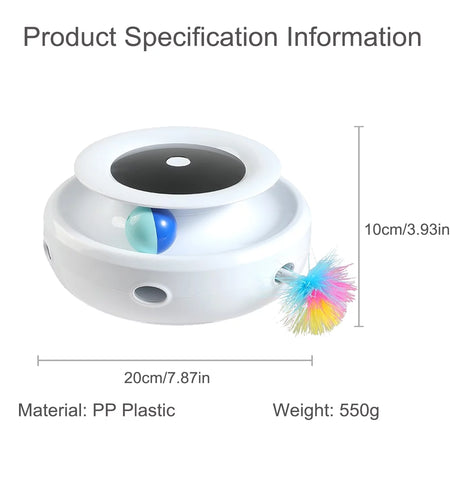 Cat Toys 2-In-1 Interactive Cat Toys for Indoor Cats, Cat Balls, Cat Mice Toy, Cat Entertainment Toys, Electric Cat Toy for Cats/Kittens, Dual Power Supplies, White