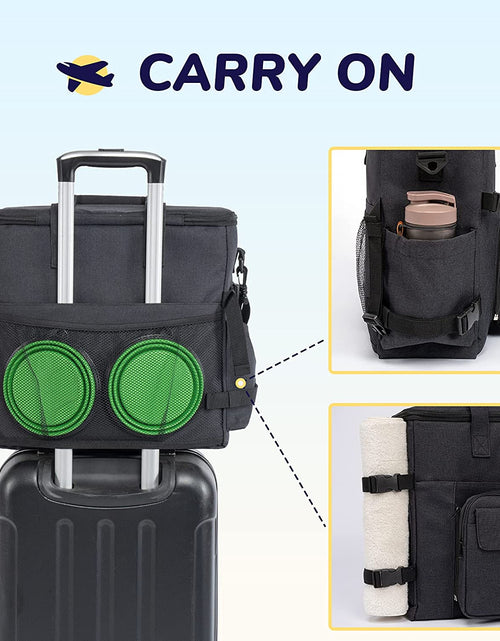 Load image into Gallery viewer, Dog Travel Bag with 2 Collapsible Dog Bowls, 1 Dog Backpack, Airline Approved Pet Travel Bag Organizer for Supplies &amp; Accessories, 2 Travel Dog Food Container, Black
